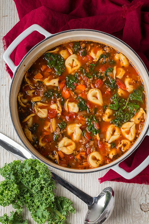 Cozy Italian Sausage, Kale & Tortellini Soup for Chilly Nights